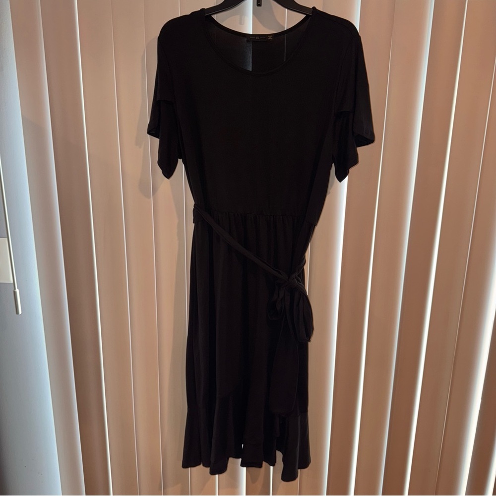 Levaca Black Midi Dress with Belt